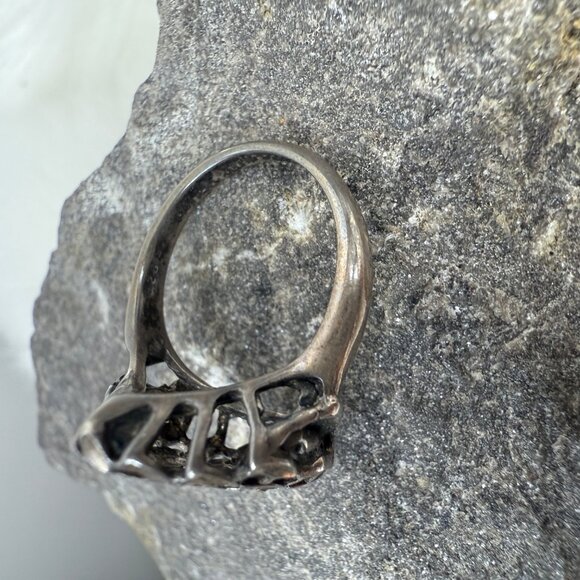 Sterling Silver Open Work Honeycomb Cocktail Ring Size 5.75 3.06g - Picture 7 of 8